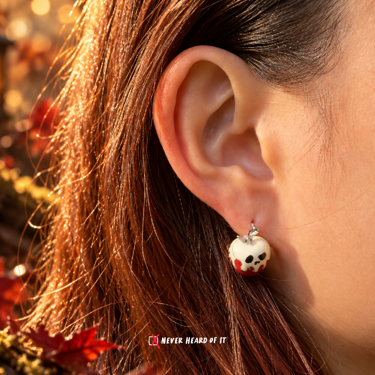 Sweet Poison Mismatched Enamel Studs — After Bite worn on an ear