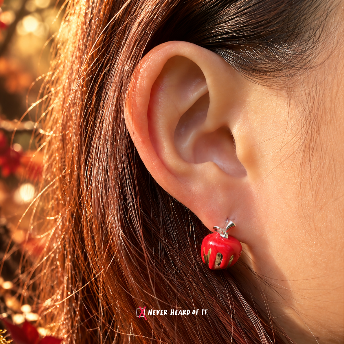 Sweet Poison Mismatched Enamel Studs — Sweet Poison worn on an ear