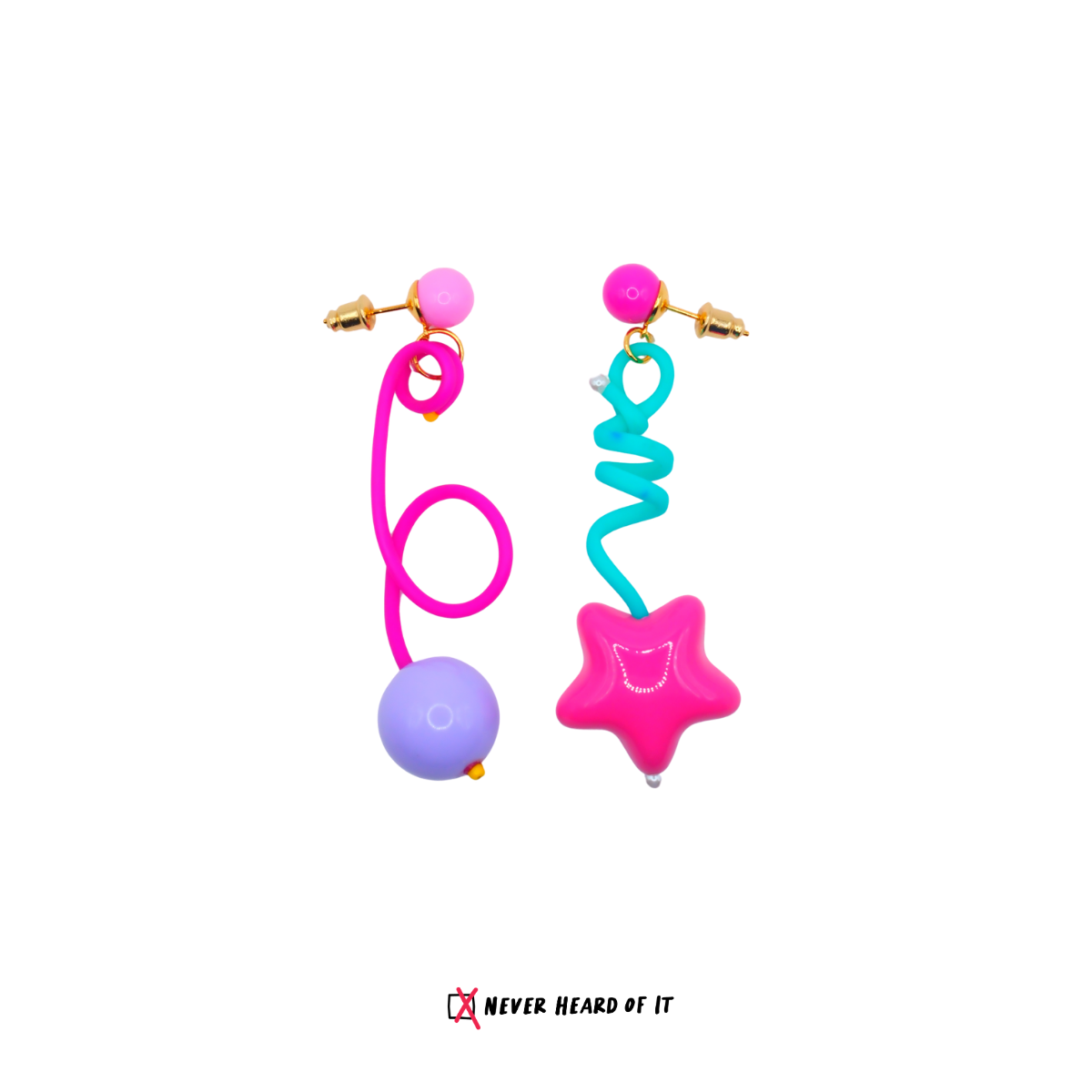The Last Two Brain Cells pom-pom resin dangle earrings by Never Heard of It