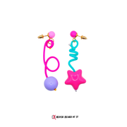 The Last Two Brain Cells pom-pom resin dangle earrings by Never Heard of It