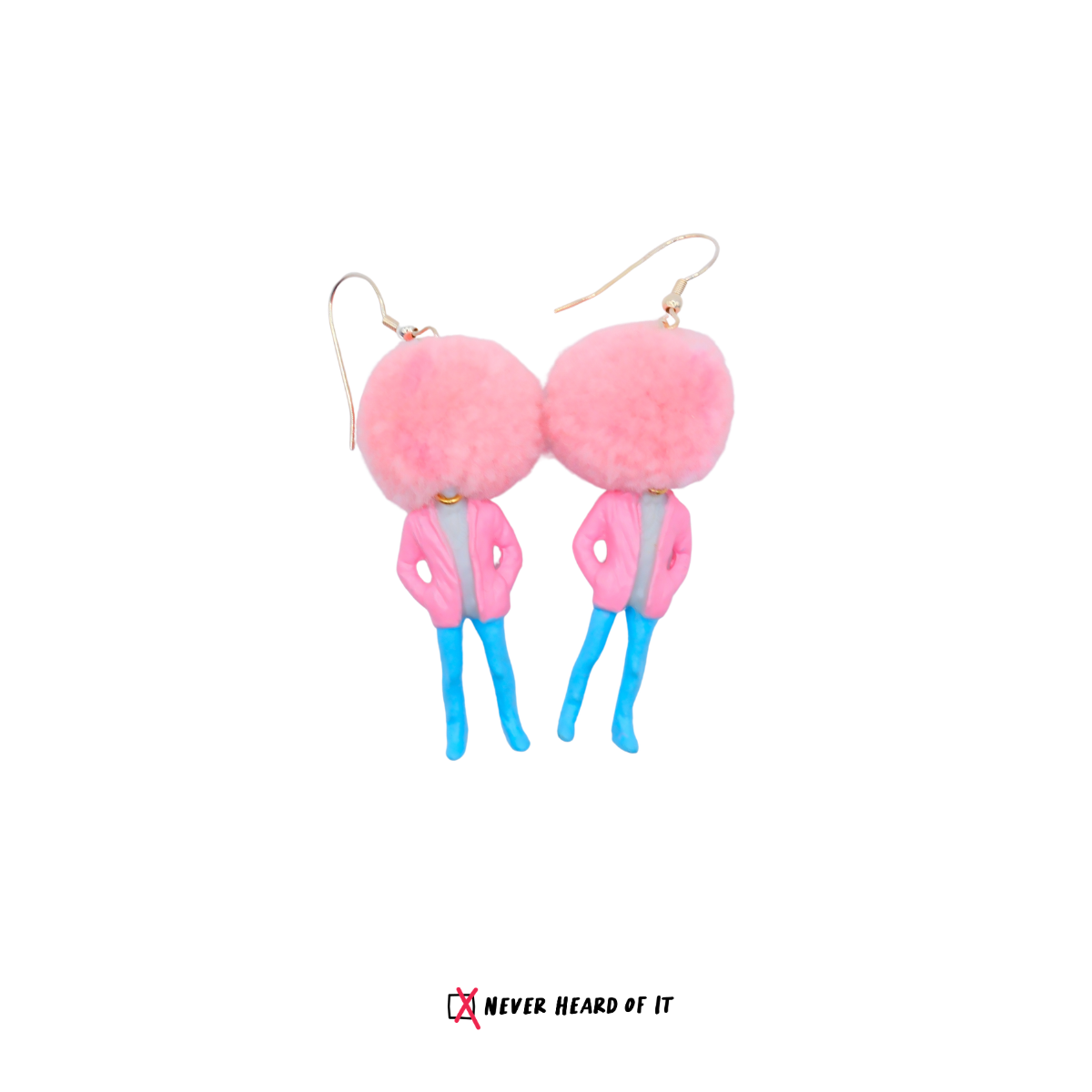 Bad Hair Day fuzzy pom resin dangle earrings by Never Heard of It