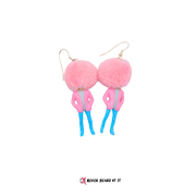 Bad Hair Day fuzzy pom resin dangle earrings by Never Heard of It