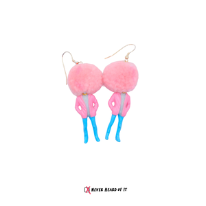 Bad Hair Day fuzzy pom resin dangle earrings by Never Heard of It