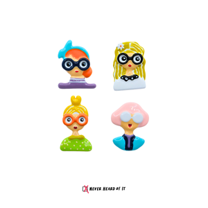 Big Eyes Club mismatched enamel character stud earrings by Never Heard of It