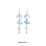 Vitamin Sea beach dangle earrings with waves, umbrella and shells by Never Heard of It