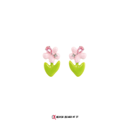 Little Pink Bloom enamel flower stud earrings by Never Heard of It