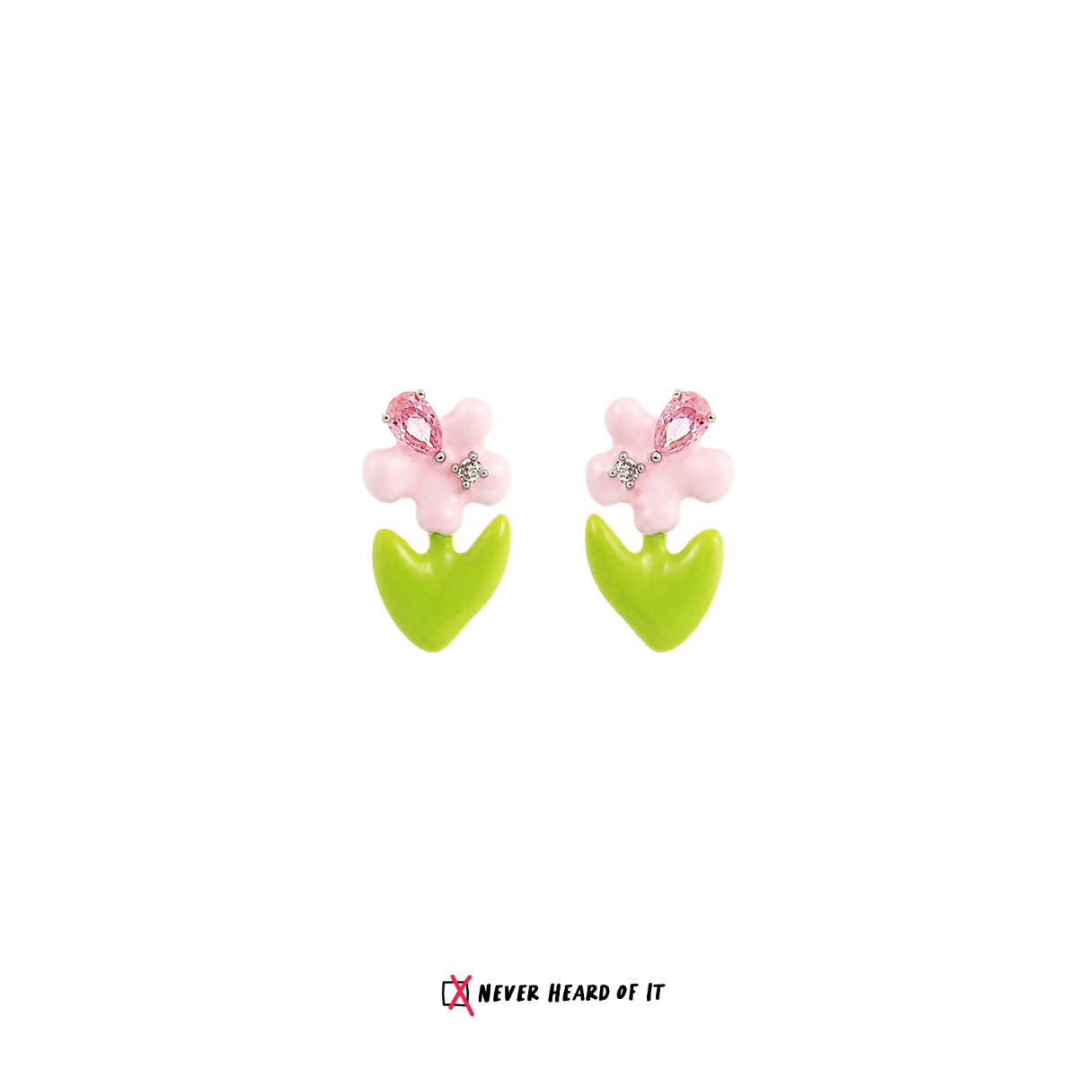 Little Pink Bloom enamel flower stud earrings by Never Heard of It