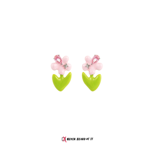 Little Pink Bloom enamel flower stud earrings by Never Heard of It
