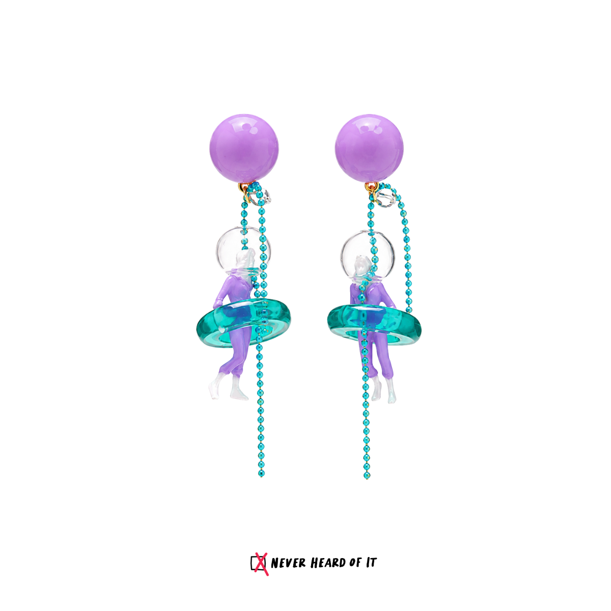 I Need Space blue astronaut resin dangle earrings by Never Heard of It