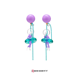 I Need Space blue astronaut resin dangle earrings by Never Heard of It