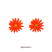 Coral Daisy enamel flower stud earrings by Never Heard of It