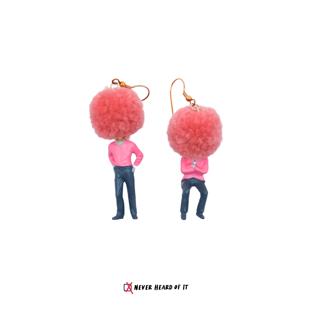 Bad Hair Day 2 pink pom-pom resin dangle earrings by Never Heard of It