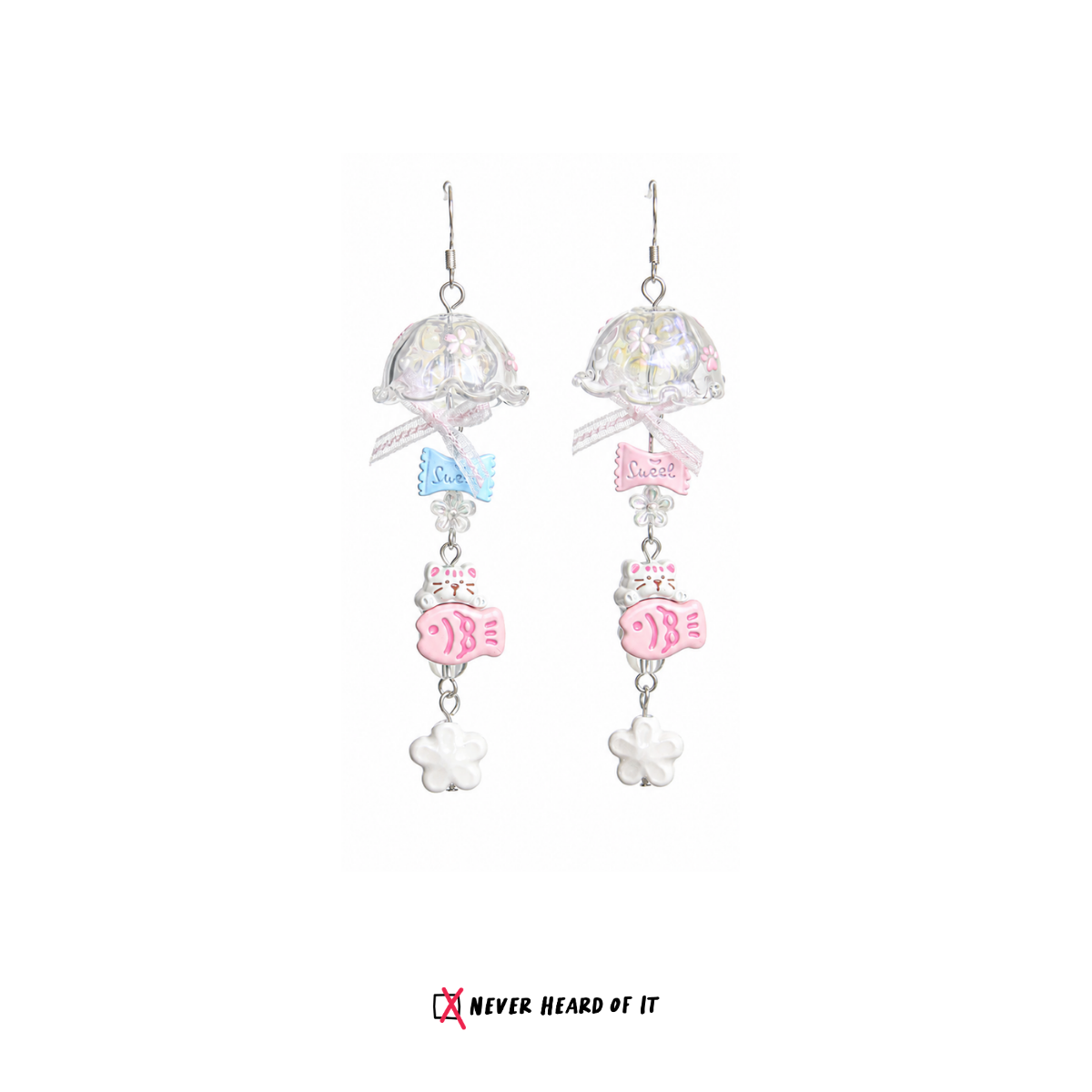 Fever Dream pastel surreal fish dangle earrings by Never Heard of It