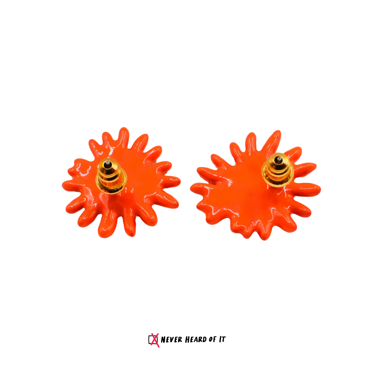 Coral Daisy enamel flower stud earrings by Never Heard of It — view 4