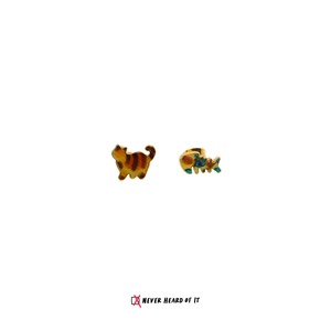 Tabby and His Fav cat and fishbone resin stud earrings by Never Heard of It