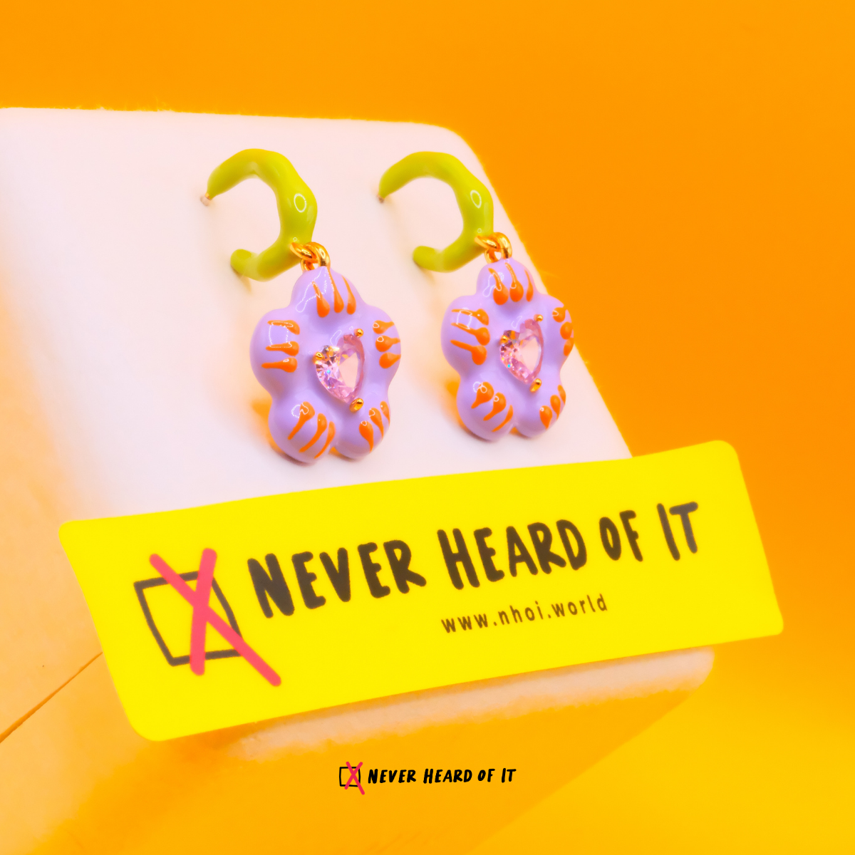 Purple Bloom enamel hoop earrings by Never Heard of It — view 4