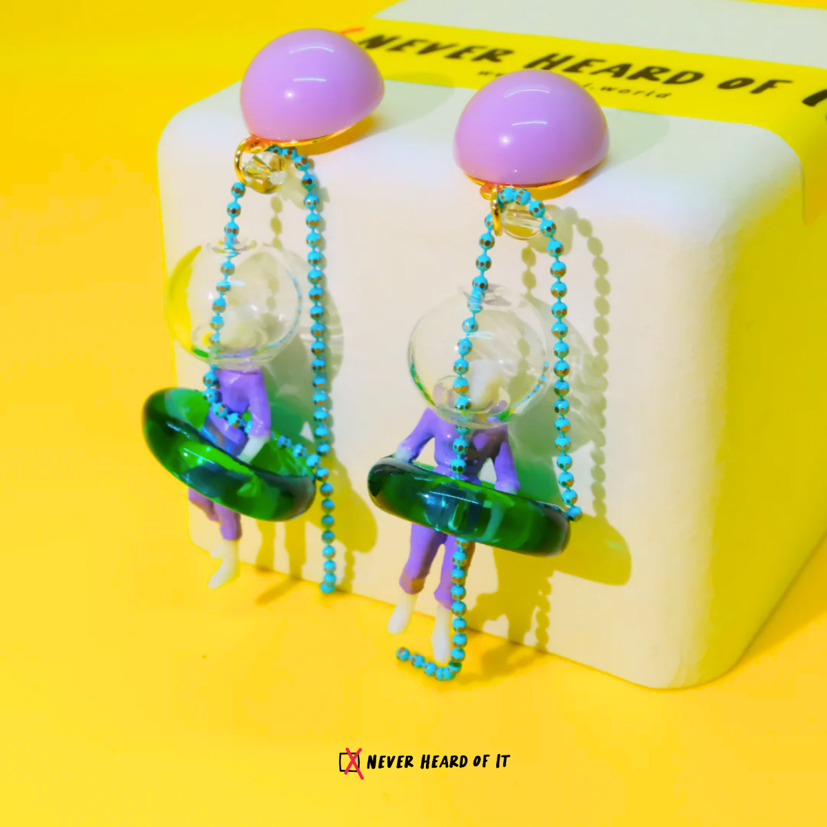 I Need Space astronaut dangle earrings by Never Heard of It — view 3