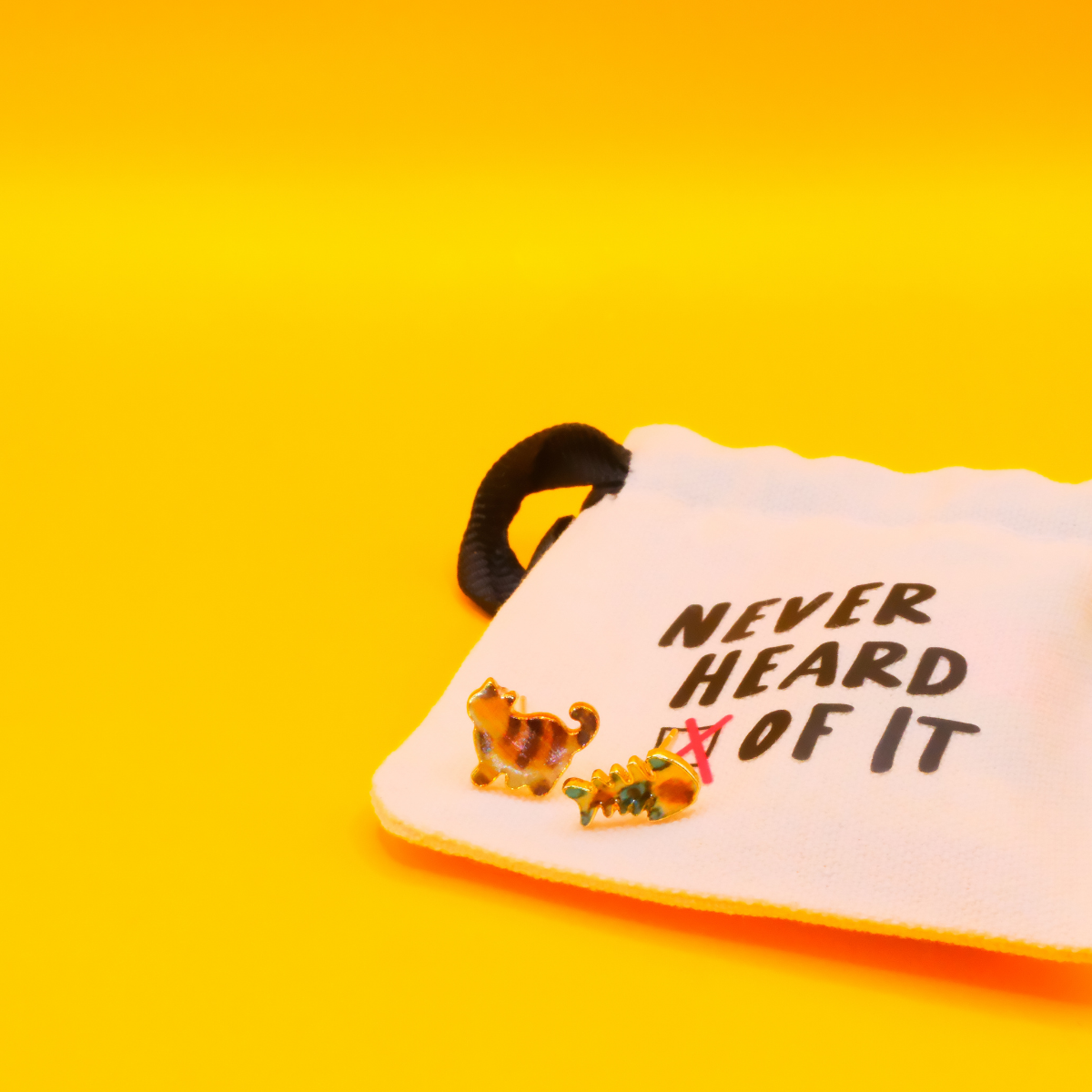 Tabby and His Fav resin stud earrings by Never Heard of It — view 2