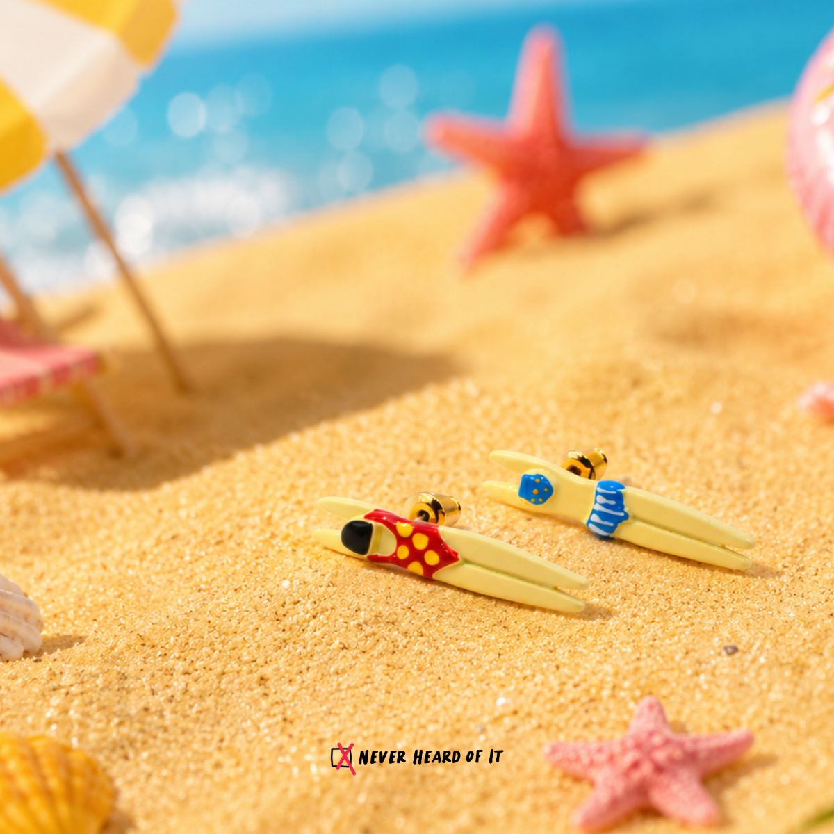 Splash Squad swimmer stud earrings by Never Heard of It — view 5