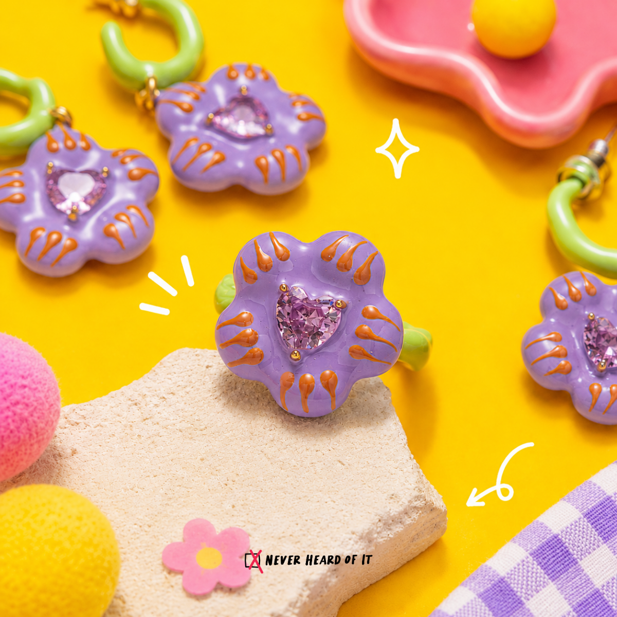 Purple Bloom enamel hoop earrings by Never Heard of It — view 6