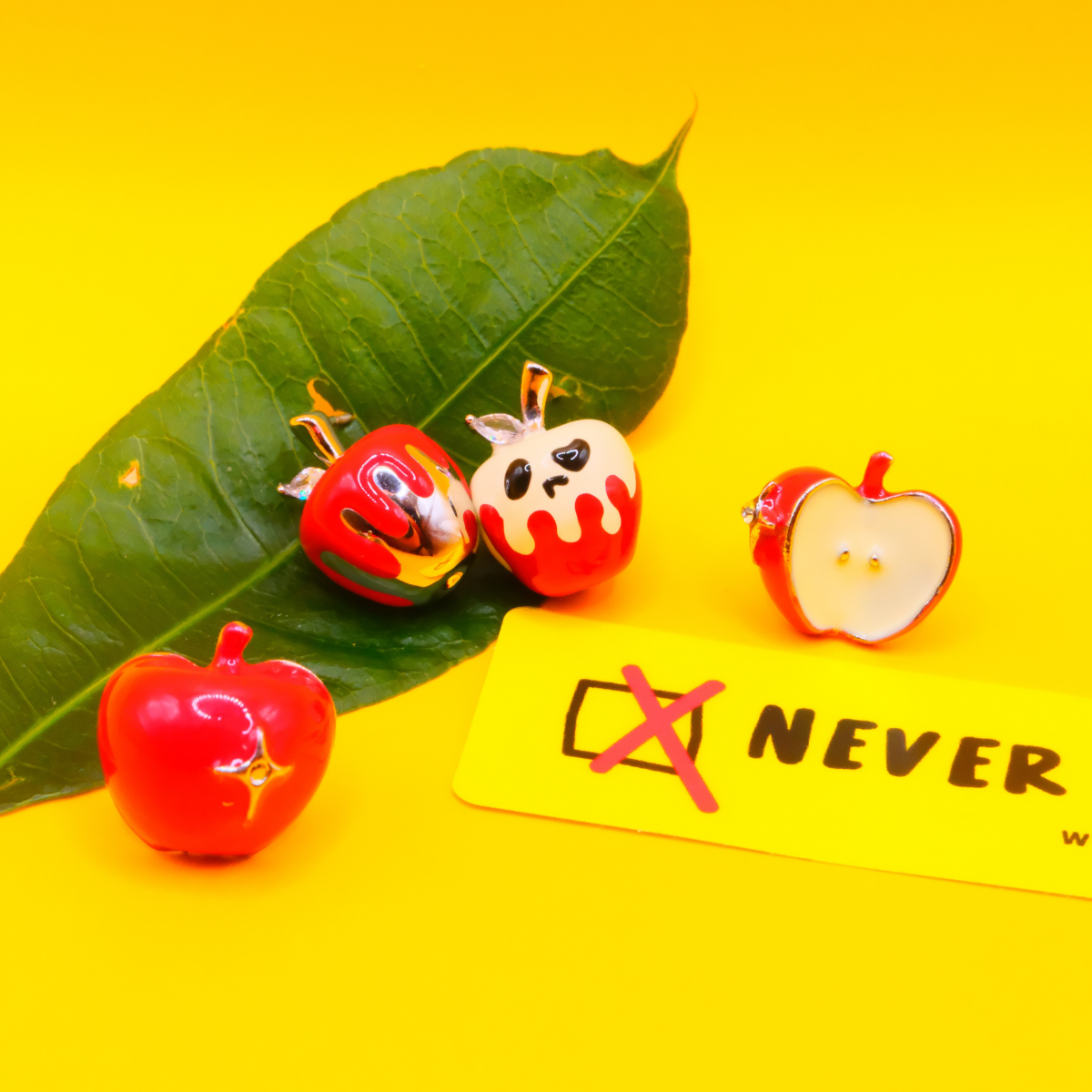 Sweet Poison enamel apple stud earrings by Never Heard of It — view 3