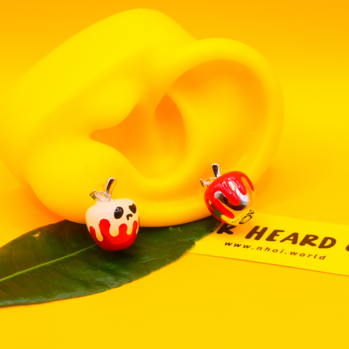 Sweet Poison enamel apple stud earrings by Never Heard of It — view 5